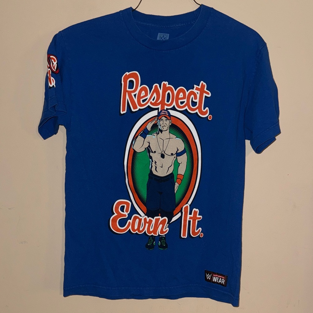 WWE John Cena 'Respect. Earn It.' Blue Graphic T-Shirt M